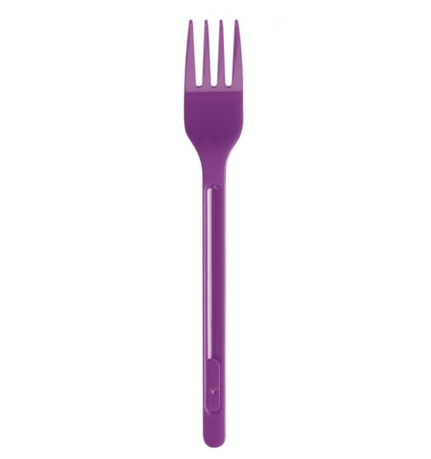 Tenedor de Plastico Violeta PS 175mm (600 Uds)