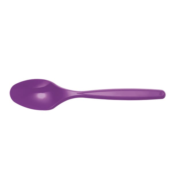 Cuchara de Plastico Violeta PS 120mm (40 Uds) Cuchara de Plastico Violeta PS 120mm (40 Uds)