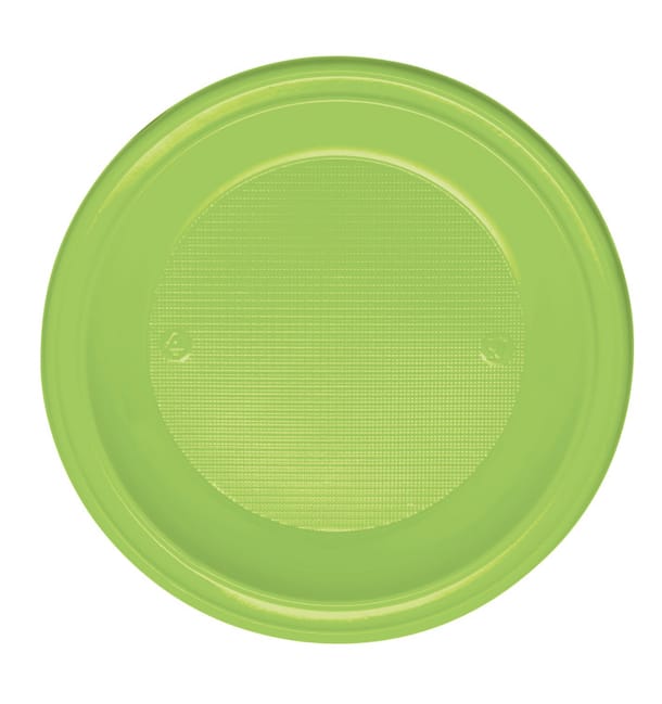 Plato de Plastico Hondo Verde PS 220mm (600 Uds)