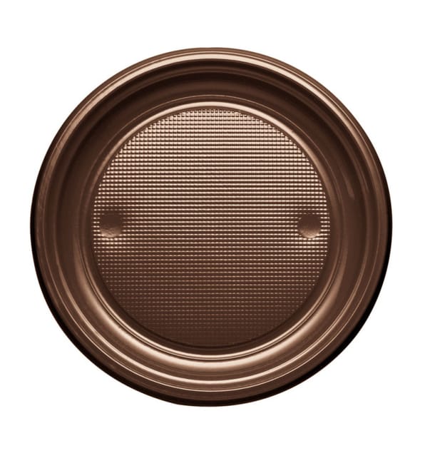 Plato de Plastico Llano Marrón PS 170mm (1100 Uds) Plato de Plastico Llano Marrón PS 170mm (1100 Uds)