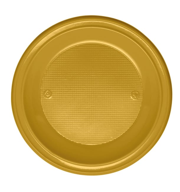Plato de Plastico Hondo Oro PS 220 mm (30 Uds) Plato de Plastico Hondo Oro PS 220 mm (30 Uds)