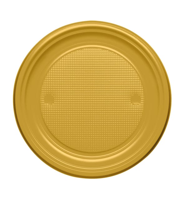 Plato de Plastico Llano Oro PS 170mm (1100 Uds) Plato de Plastico Llano Oro PS 170mm (1100 Uds)