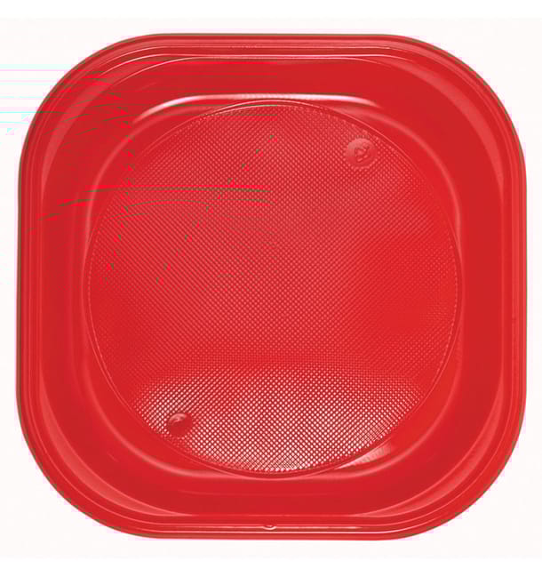 Plato de Plastico Cuadrado Rojo PS 170mm (30 Uds) Plato de Plastico Cuadrado Rojo PS 170mm (30 Uds)