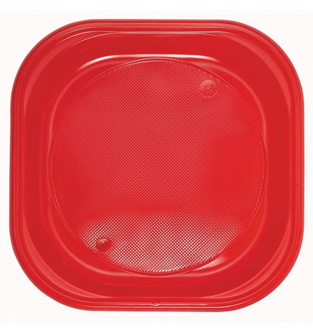 Plato de Plastico Cuadrado Rojo PS 170mm (720 Uds)