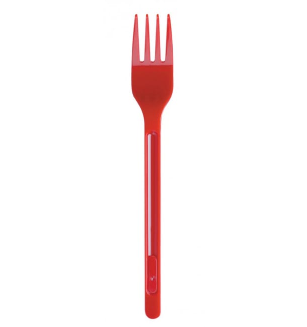 Tenedor de Plastico Rojo PS 165mm (20 Uds)