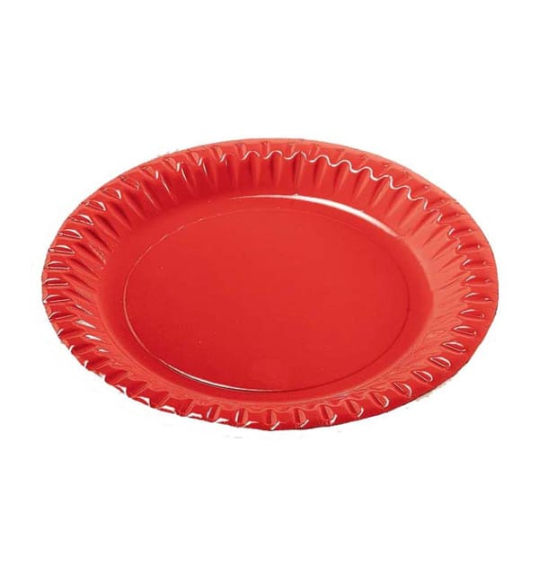 Plato de Carton Redondo Rojo 180mm (300 Uds)