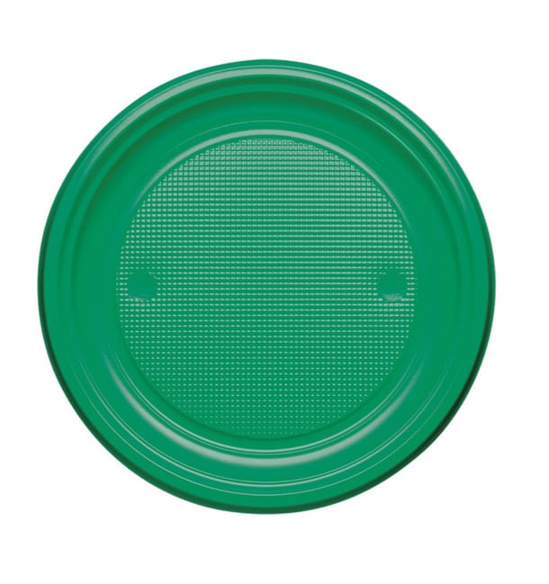 Plato de Plastico PS Llano Verde Ø220mm (780 Uds) Plato de Plastico PS Llano Verde Ø220mm (780 Uds)