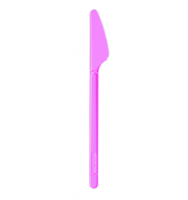 Cuchillo de Plastico PS Rosa 175mm (20 Uds)