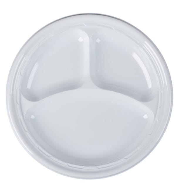 Plato de Plastico PS "Famous Impact" 3 C. Blanco Ø260mm (125 Uds) Plato de Plastico PS "Famous Impact" 3 C. Blanco Ø260mm (125 Uds)