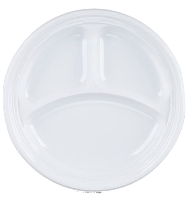 Plato de Plastico PS "Famous Impact" 3 C. Blanco Ø230mm (500 Uds) Plato de Plastico PS "Famous Impact" 3 C. Blanco Ø230mm (500 Uds)