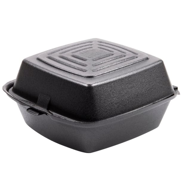 Envase Hamburguesa FOAM Negro 150x150x80mm (125 Uds) Envase Hamburguesa FOAM Negro 150x150x80mm (125 Uds)