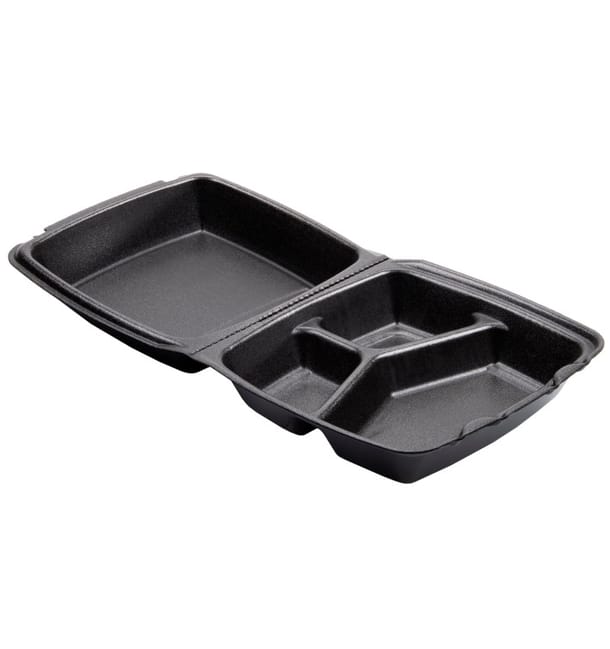 Envase Foam Mediano 3C. Tapa Removible Negro 210x200mm (100 Uds) Envase Foam Mediano 3C. Tapa Removible Negro 210x200mm (100 Uds)