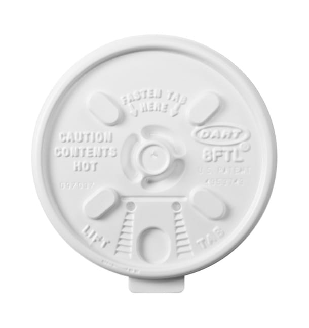 Tapa de Plastico PS Blanca "Lift n' Lock" con solapa Ø (100 Uds) Tapa de Plastico PS Blanca "Lift n' Lock" con solapa Ø (100 Uds)