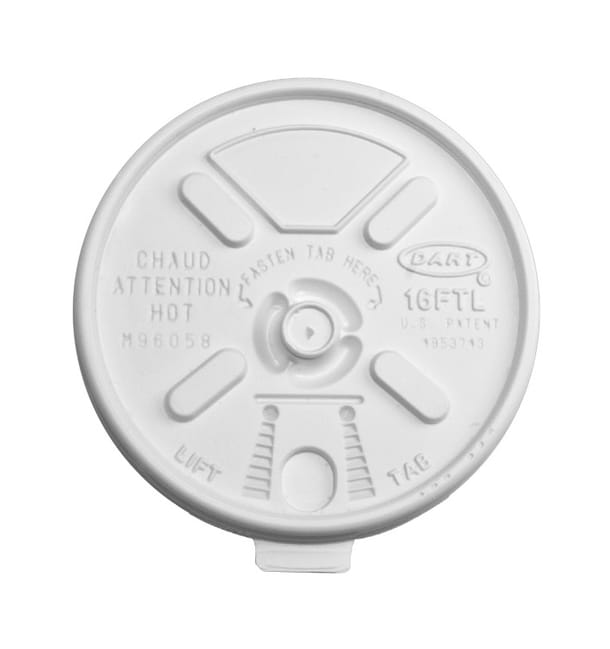 Tapa de Plastico PS Blanca "Lift n' Lock" con solapa Ø (1000 Uds) Tapa de Plastico PS Blanca "Lift n' Lock" con solapa Ø (1000 Uds)