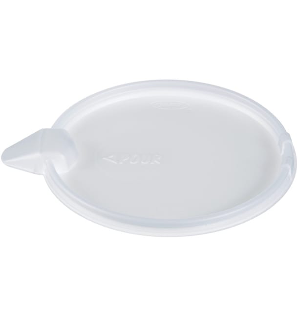 Tapa Plana de Plastico PS con solapa Translucida Ø117mm (63 Uds) Tapa Plana de Plastico PS con solapa Translucida Ø117mm (63 Uds)