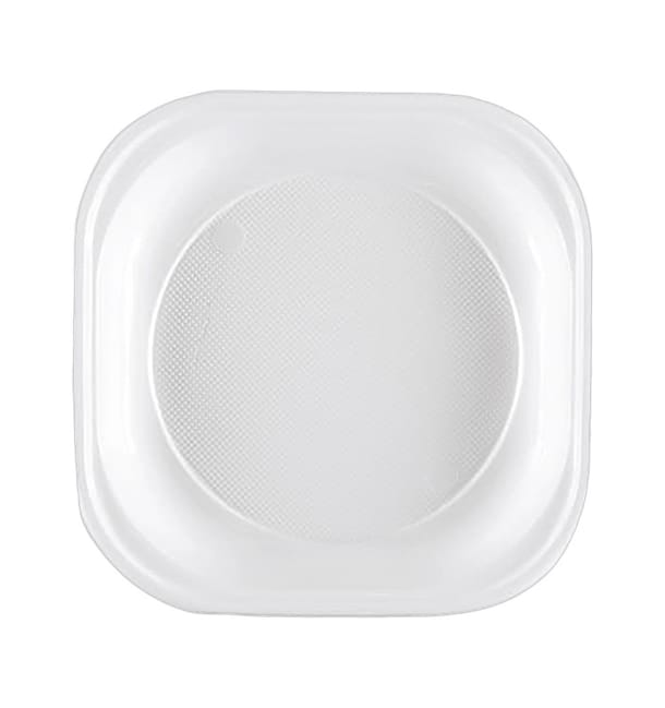 Plato de Plastico PS Cuadrado Rigido Blanco 200x200mm (1000 Uds)