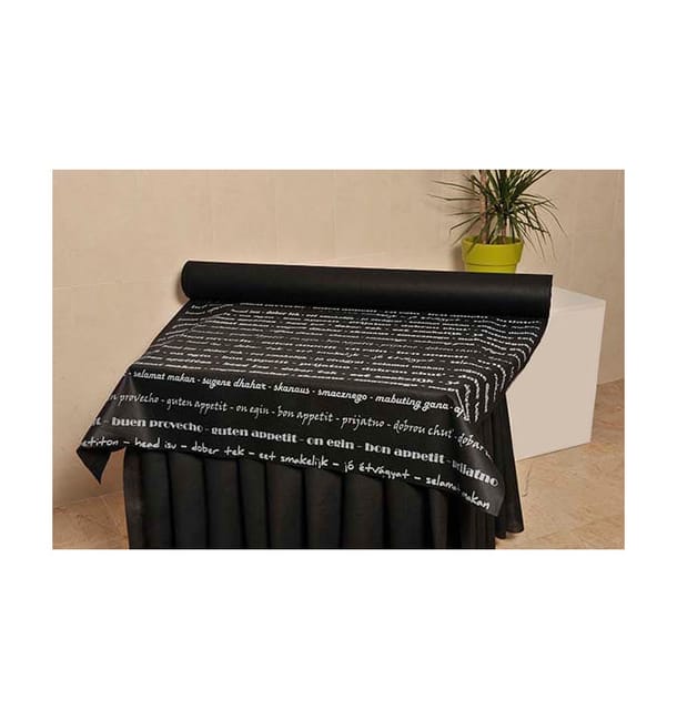 Mantel Rollo Novotex Negro "Buen Provecho" 1,2x48m 50g (1 Ud) Mantel Rollo Novotex Negro "Buen Provecho" 1,2x48m 50g (1 Ud)