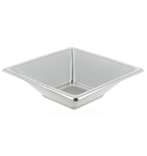 Bol de Plastico Cuadrado Plata 120x120x40mm (5 Uds)