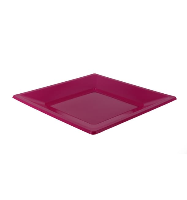 Plato de Plastico Llano Cuadrado Fucsia 170mm (750 Uds) Plato de Plastico Llano Cuadrado Fucsia 170mm (750 Uds)