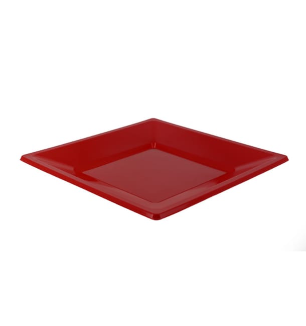 Plato de Plastico Llano Cuadrado Rojo 230mm (25 Uds) Plato de Plastico Llano Cuadrado Rojo 230mm (25 Uds)