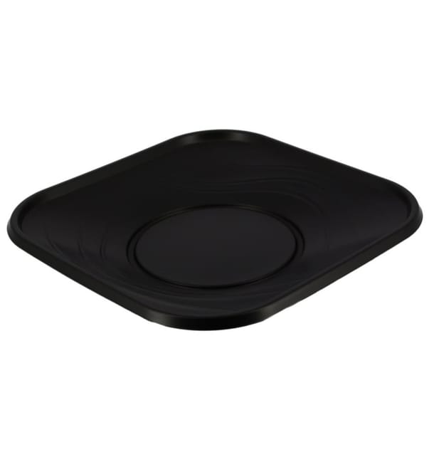 Plato de Plastico PP "X-Table" Cuadrado Negro 230mm (8 Uds) Plato de Plastico PP "X-Table" Cuadrado Negro 230mm (8 Uds)