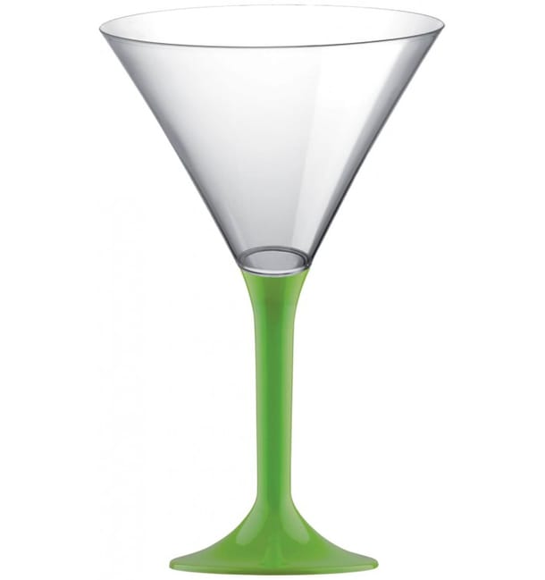 Copa de Plastico Cocktail con Pie Verde Lima 185ml (20 Uds)