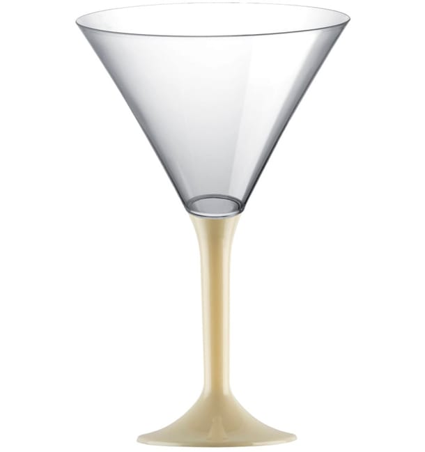 Copa de Plastico Cocktail con Pie Crema 185ml (20 Uds) Copa de Plastico Cocktail con Pie Crema 185ml (20 Uds)