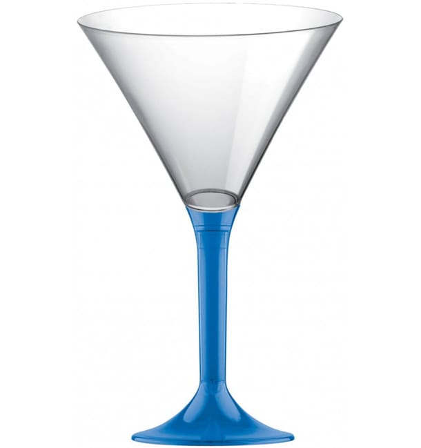 Copa de Plastico Cocktail con Pie Azul Transp. 185ml (20 Uds)