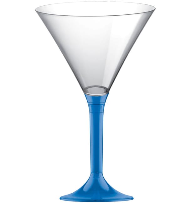 Copa de Plastico Cocktail con Pie Azul Transp. 185ml (200 Uds) Copa de Plastico Cocktail con Pie Azul Transp. 185ml (200 Uds)