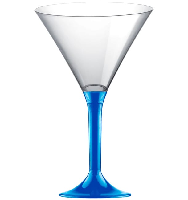 Copa de Plastico Cocktail con Pie Azul Mediterraneo 185ml (20 Uds) Copa de Plastico Cocktail con Pie Azul Mediterraneo 185ml (20 Uds)
