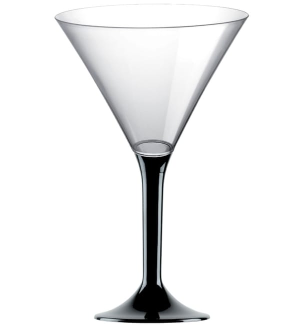 Copa de Plastico Cocktail con Pie Negro 185ml (20 Uds) Copa de Plastico Cocktail con Pie Negro 185ml (20 Uds)