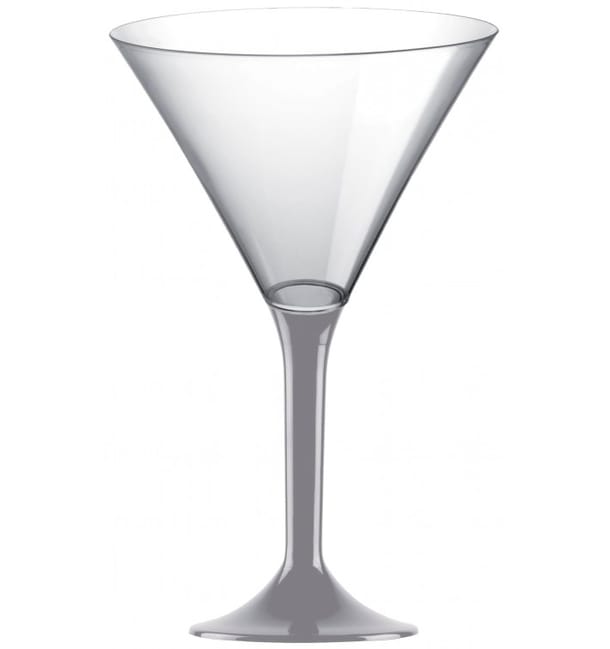 Copa de Plastico Cocktail con Pie Gris 185ml (20 Uds)