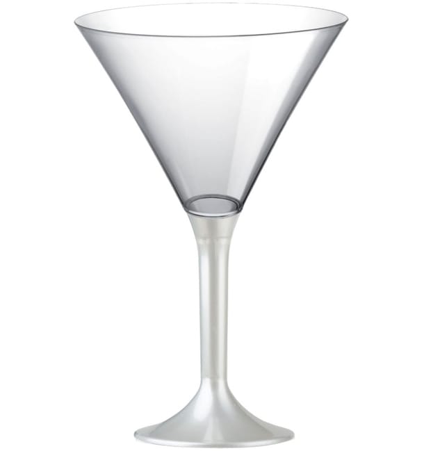 Copa de Plastico Cocktail con Pie Blanco Perlado 185ml (20 Uds) Copa de Plastico Cocktail con Pie Blanco Perlado 185ml (20 Uds)