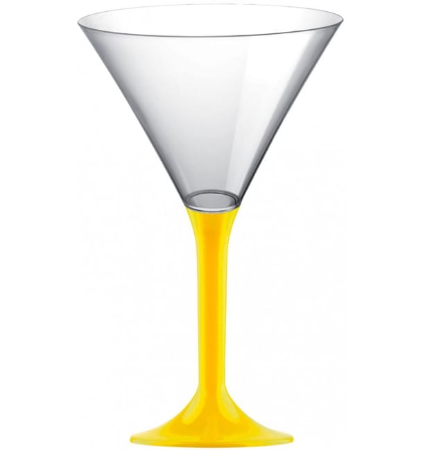 Copa de Plastico Cocktail con Pie Amarillo 185ml (200 Uds)