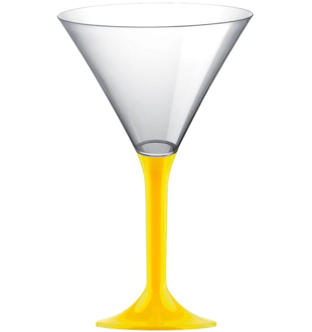 Copa de Plastico Cocktail con Pie Amarillo 185ml (200 Uds) Copa de Plastico Cocktail con Pie Amarillo 185ml (200 Uds)