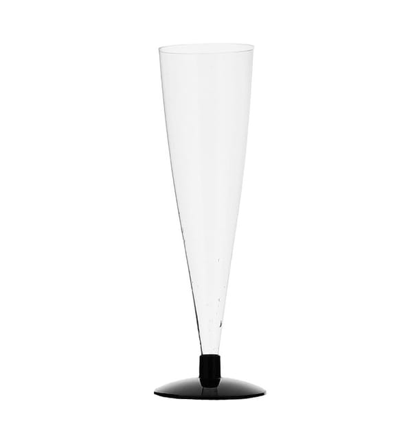 Copa de Plastico para Cava Pie Negro 150ml 2p (6 Unidades) Copa de Plastico para Cava Pie Negro 150ml 2p (6 Unidades)