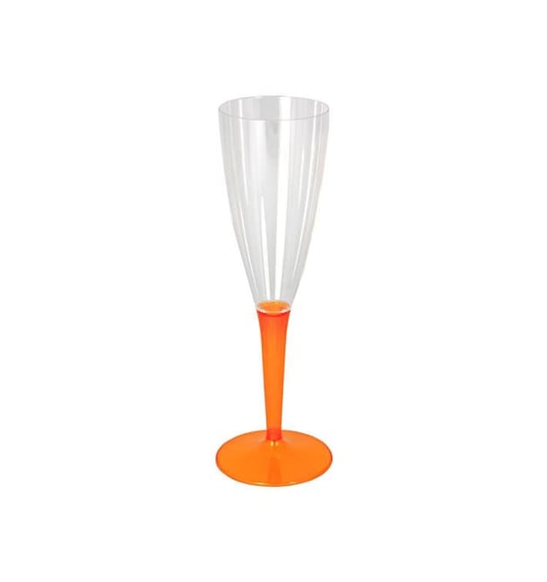 Copa de Plastico Cava Pie Naranja 100ml (6 Uds)