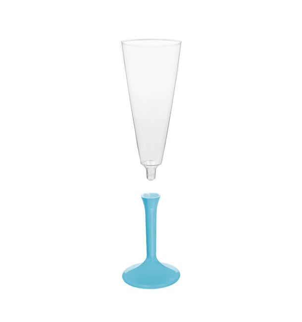 Copa de Plastico Cava con Pie Turquesa 160ml (20 Uds) Copa de Plastico Cava con Pie Turquesa 160ml (20 Uds)