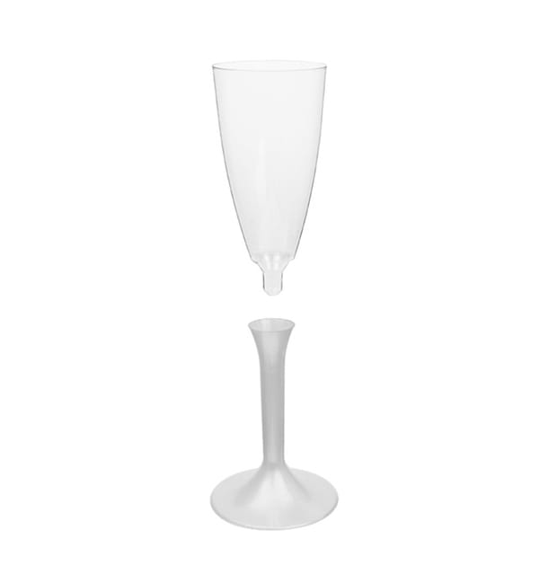 Copa de Plastico Cava con Pie Blanco Perlado 120ml (20 Uds) Copa de Plastico Cava con Pie Blanco Perlado 120ml (20 Uds)