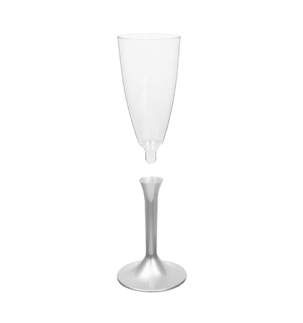 Copa de Plastico Cava con Pie Gris 120ml (200 Uds) Copa de Plastico Cava con Pie Gris 120ml (200 Uds)