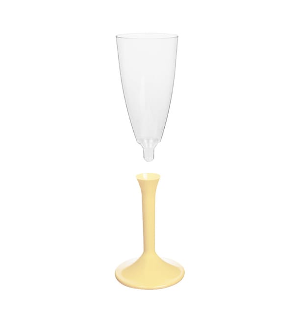 Copa de Plastico Cava con Pie Crema 120ml (20 Uds) Copa de Plastico Cava con Pie Crema 120ml (20 Uds)