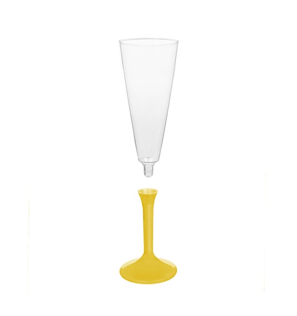 Copa de Plastico Cava con Pie Amarillo 160ml (20 Uds) Copa de Plastico Cava con Pie Amarillo 160ml (20 Uds)