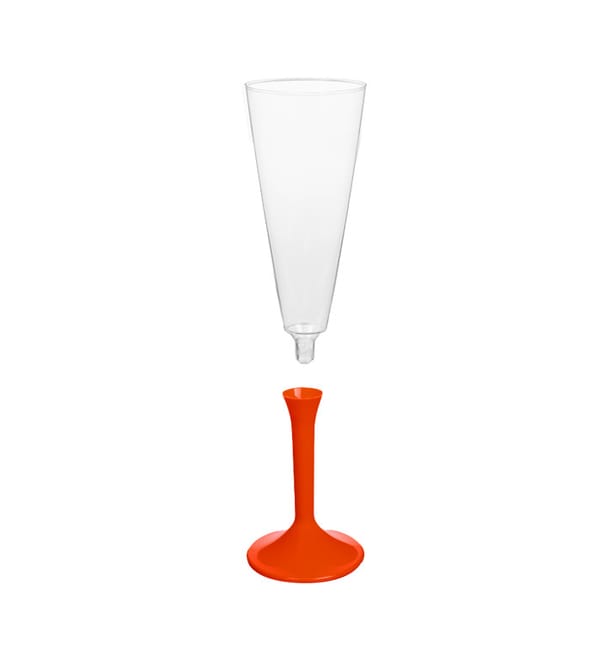 Copa de Plastico Cava con Pie Rojo 160ml (20 Uds) Copa de Plastico Cava con Pie Rojo 160ml (20 Uds)