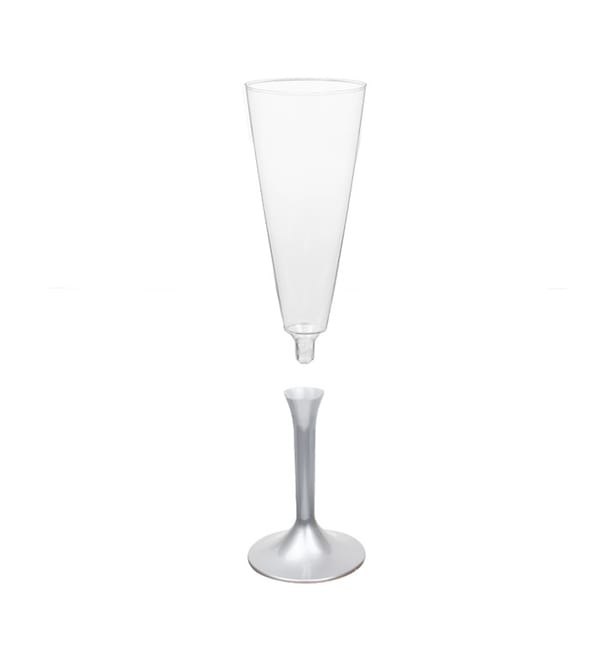 Copa de Plastico Cava con Pie Gris 160ml (20 Uds) Copa de Plastico Cava con Pie Gris 160ml (20 Uds)