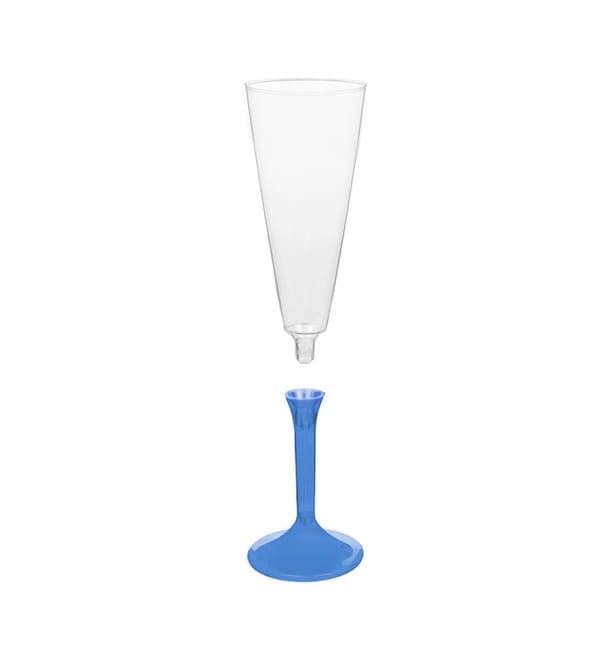 Copa de Plastico Cava con Pie Azul Transp. 160ml (20 Uds) Copa de Plastico Cava con Pie Azul Transp. 160ml (20 Uds)
