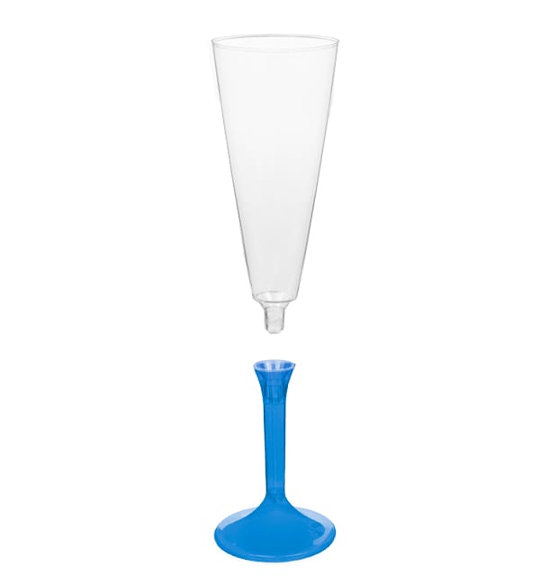 Copa de Plastico Cava con Pie Azul Transp. 160ml (200 Uds)