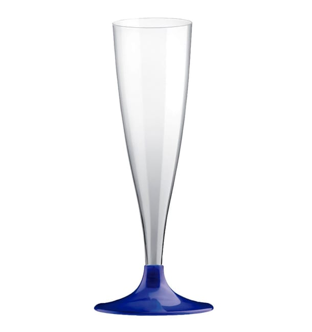 Copa de Plastico Cava con Pie Azul Perlado 140ml (200 Uds) Copa de Plastico Cava con Pie Azul Perlado 140ml (200 Uds)