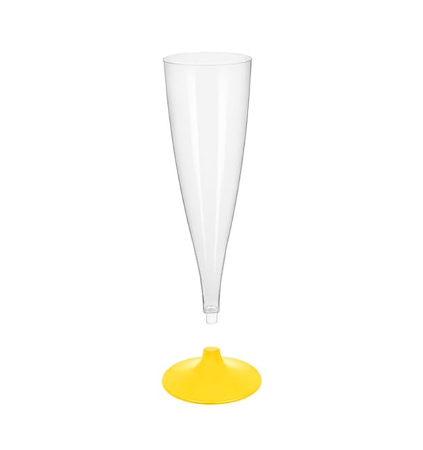 Copa de Plastico Cava con Pie Amarillo 140ml (20 Uds) Copa de Plastico Cava con Pie Amarillo 140ml (20 Uds)
