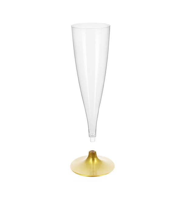 Copa de Plastico Cava con Pie Oro 140ml (20 Uds) Copa de Plastico Cava con Pie Oro 140ml (20 Uds)