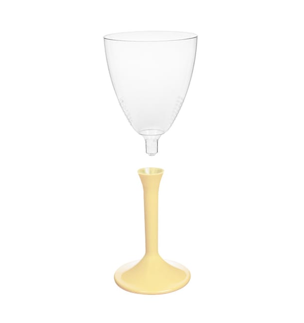 Copa de Plastico Vino con Pie Crema 180ml (200 Uds) Copa de Plastico Vino con Pie Crema 180ml (200 Uds)